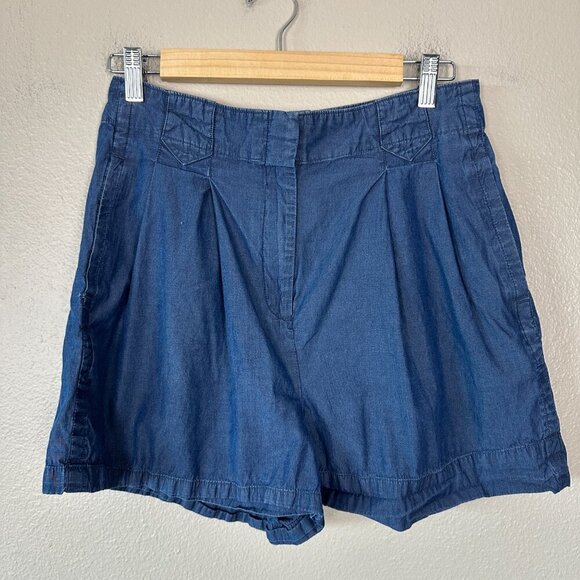 Theory Women's Shorts High Rise Chambray Lightweight Blue Size 8 - Picture 3 of 4